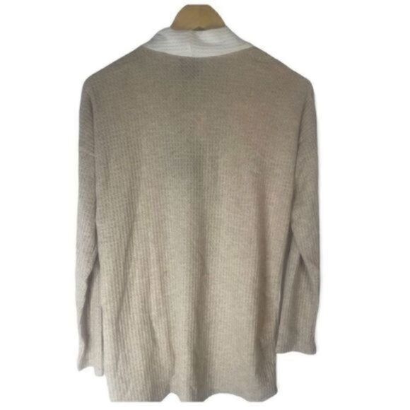 Bobeau Nordstrom Color Block Ribbed Waffle Knit Two Tone Cardigan S Ivory NWT - Picture 6 of 9